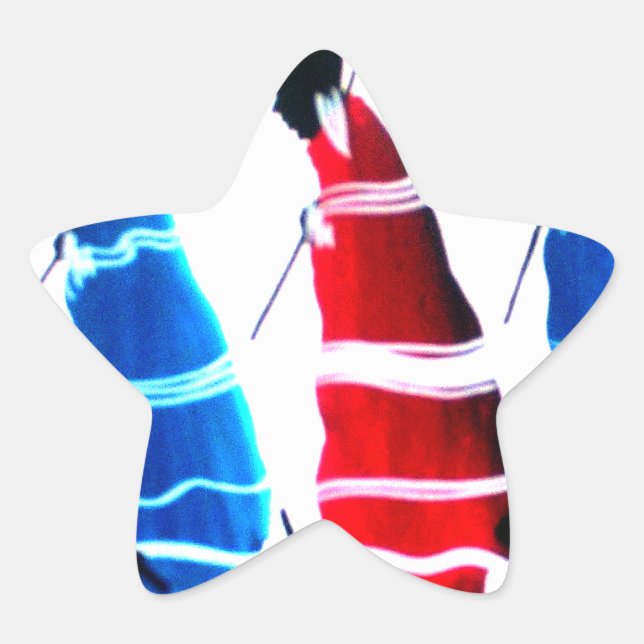 Adesivo Estrela Felizes Pessoas Maasai Guerreiros Andando Impressã (Frente)