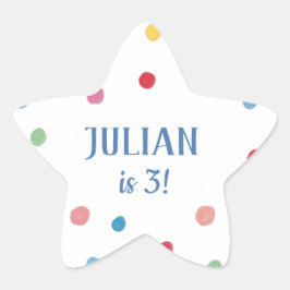 Adesivo Estrela Festa de Aniversário de criança de Bolinhas de Bol