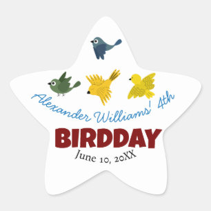 Adesivo Estrela Festa de aniversário de Summer Bird Illustration K