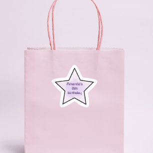 Adesivo Estrela Festa de Aniversário Infantil Estrela Pastel Retro