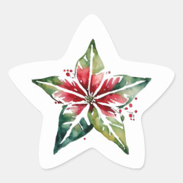 Adesivo Estrela Festivo Verde e Natal Vermelho