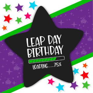 Adesivo Estrela Fev 29 Dia de Leap Aniversário 75% Ano de Carregam