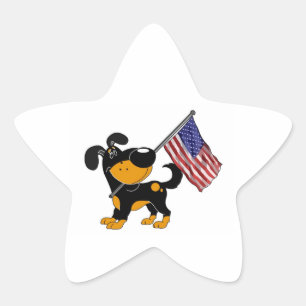 Adesivo Estrela Filhote de cachorro com bandeira