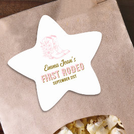 Adesivo Estrela First Rodeo Pink Cowgirl Boots 1st Birthday 