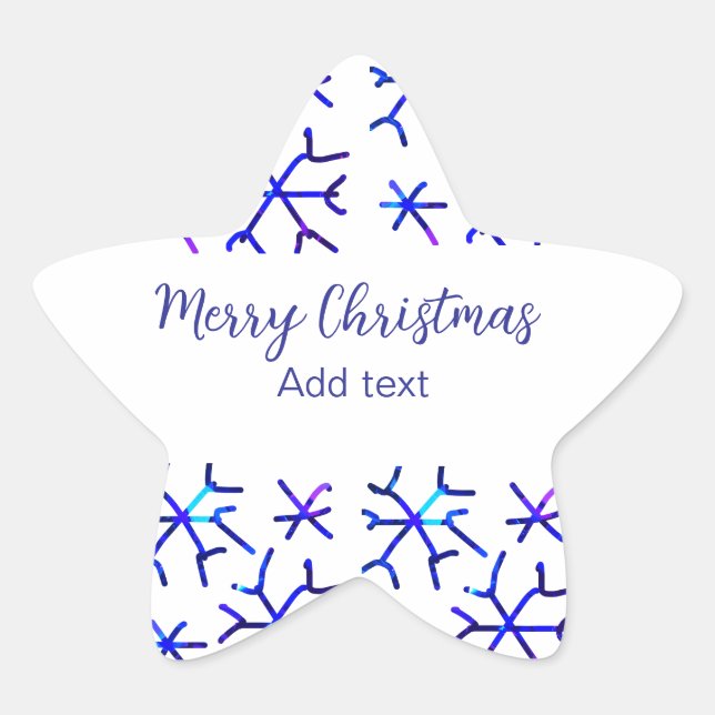 Adesivo Estrela Flocos de neve brilhantes metálicos azuis Padrão d (Frente)