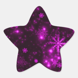 Adesivo Estrela Flocos de neve com fundo roxo