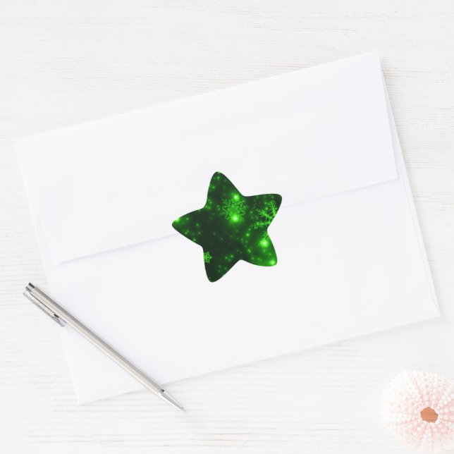 Adesivo Estrela Flocos de neve com fundo verde (Envelope)