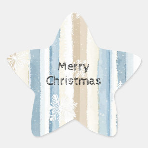 Adesivo Estrela Flocos de neve de natal com creme azul