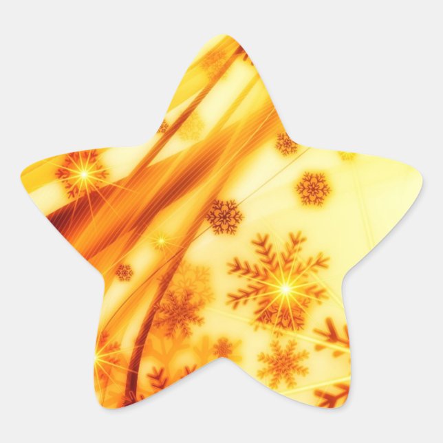 Adesivo Estrela Flocos de neve de Natal ouro (Frente)