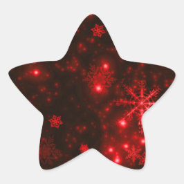 Adesivo Estrela Flocos de neve no fundo vermelho profundo