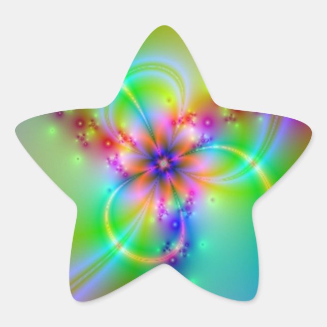 Adesivo Estrela Flor Colorido Com Fitas (Frente)