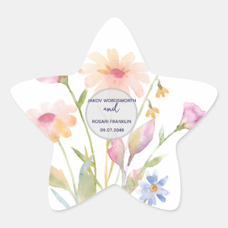 Adesivo Estrela flor de aquarela editável