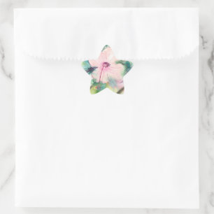 Adesivo Estrela Flor de Hibisco Belizenha aquarela pintada à mão