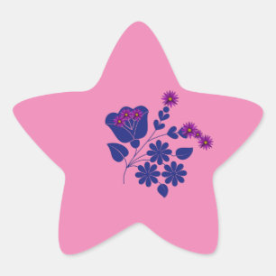 Adesivo Estrela Flor Rosa Estrela