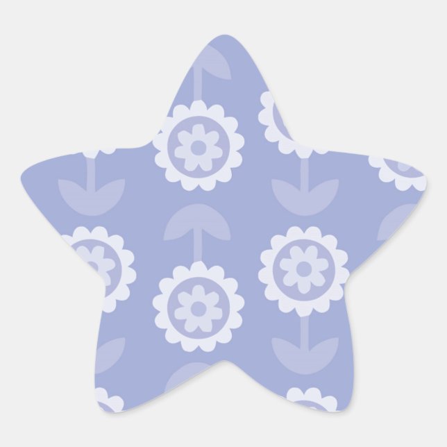 Adesivo Estrela Flores Florais Púrpuras de Abstrato de Arte Padrão (Frente)