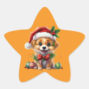 Adesivo Estrela Fofo de Natal bonito com Papai Noel e Arco