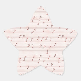 Adesivo Estrela Folha de Notas Musicais Rosa