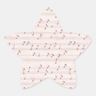 Adesivo Estrela Folha de Notas Musicais Rosa