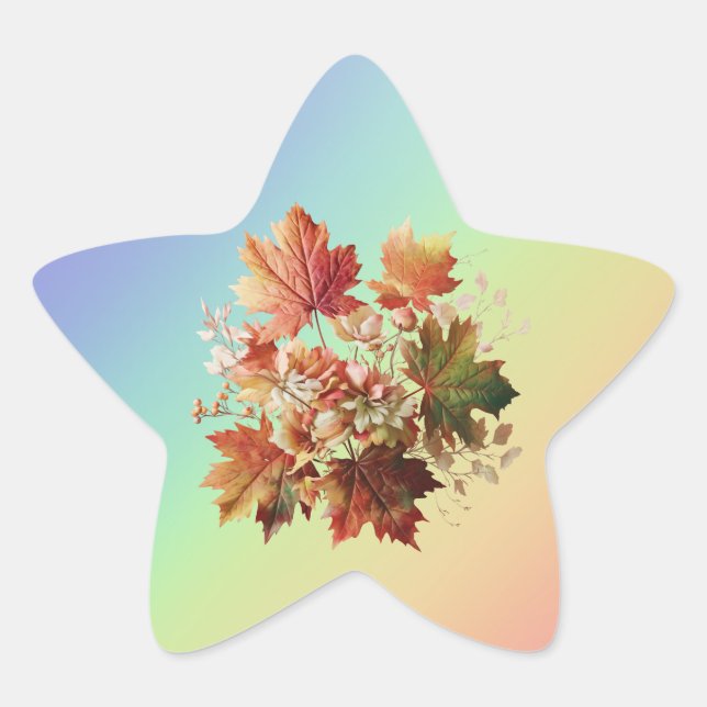 Adesivo Estrela Folhas de outono e flores em Buquê (Frente)
