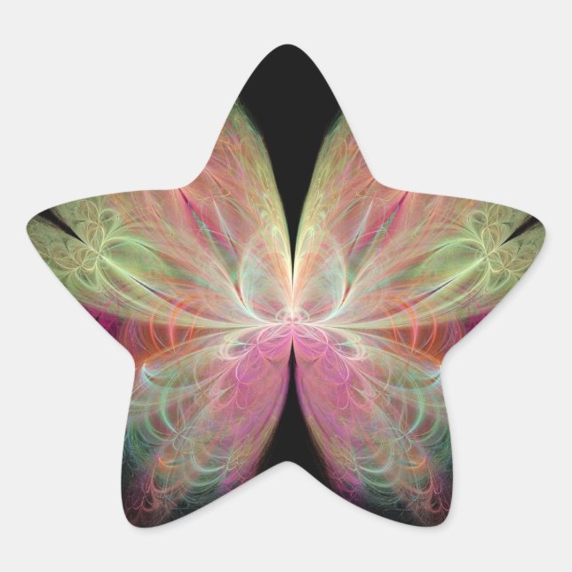 Adesivo Estrela Fractal de borboleta rosa (Frente)