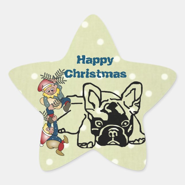 Adesivo Estrela Französische Bulldoggen Weihnachten French Bulldog (Frente)