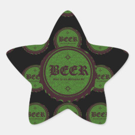 Adesivo Estrela Frasco de Cerveja Verde,