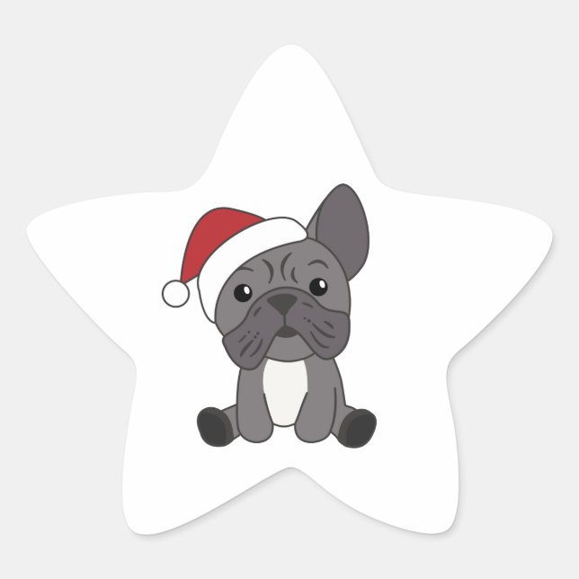 Adesivo Estrela French Bulldog Christmas Snow Winter Animals Star  (Frente)
