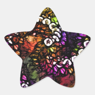 Adesivo Estrela Frente roxo Psicodélico Arco-Íris Espiral Trippy