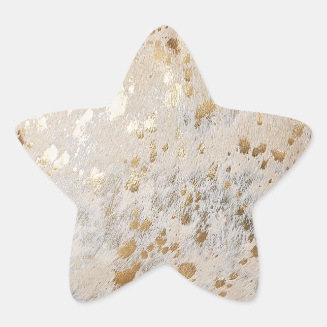 Adesivo Estrela Garota Metálica Dourada Faux Cowhide Impressão-Met (Frente)
