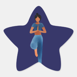 Adesivo Estrela Garota yoga, arte yoga