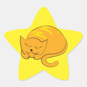 Adesivo Estrela Gato alaranjado do sono