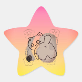 Adesivo Estrela Gato Brincalhão com Linha