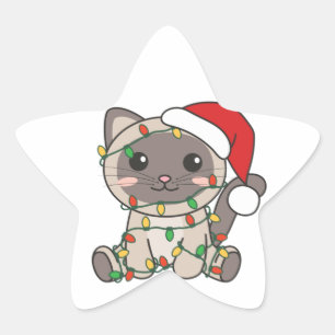 Adesivo Estrela Gato de Natal Animais de inverno Gatos