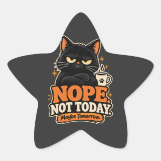 Adesivo Estrela Gato Preto Engraçado Não Hoje Talvez Amanhã