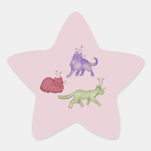 Adesivo Estrela Gatos Alienígenas Gato Espacial Caprichoso Diverti