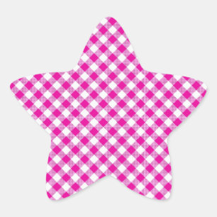 Adesivo Estrela Gingham - Vinheta Estelar Cor-de-Fundo Rosa
