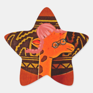 Adesivo Estrela Giraffe Hat Art Impressão