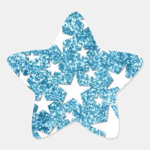 Adesivo Estrela Girls Sparkle Faux Glitter Stars Light Blue