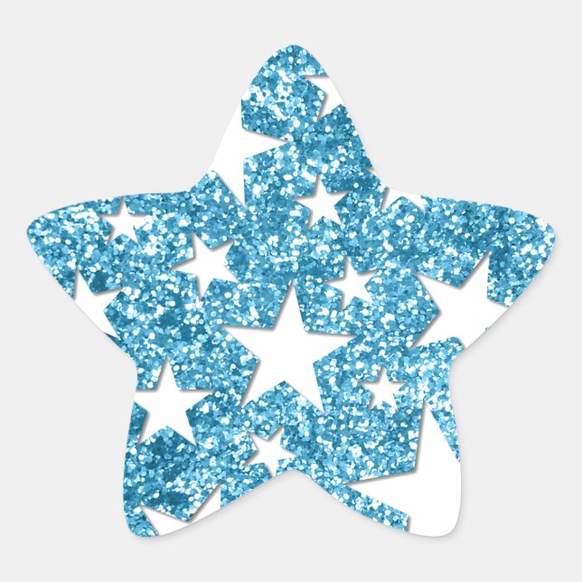 Adesivo Estrela Girls Sparkle Faux Glitter Stars Light Blue (Frente)
