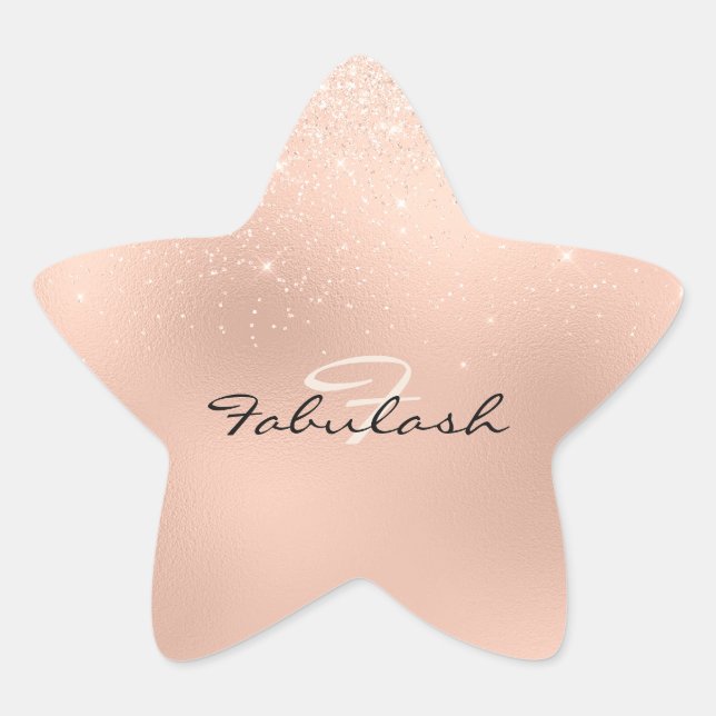 Adesivo Estrela Girly Monograma Brilhante Cor-de-rosa Doce 16º (Frente)