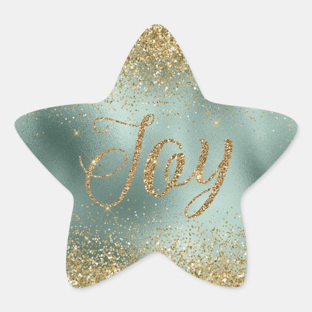 Adesivo Estrela Glam Aqua Green Glitter Joy (Frente)