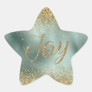 Adesivo Estrela Glam Aqua Green Glitter Joy