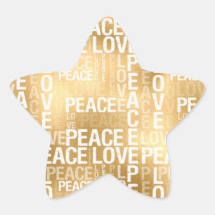 Adesivo Estrela Glam Dourado Peace Love