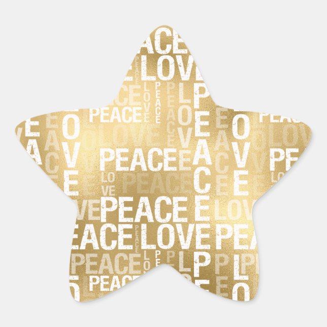 Adesivo Estrela Glam Dourado Peace Love (Frente)