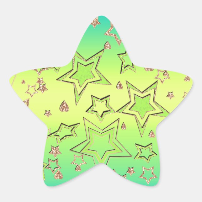 Adesivo Estrela Glitter de gradiente natalício brilhando estrelas  (Frente)