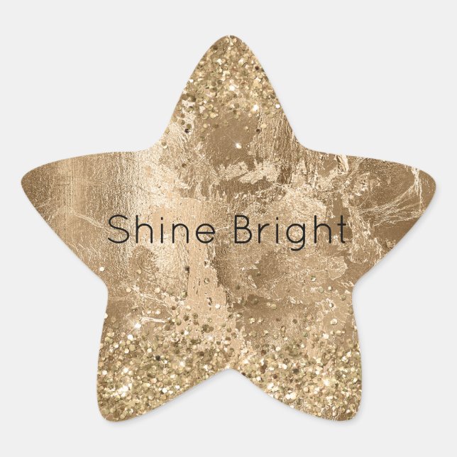 Adesivo Estrela Glitter Glitter Dourado Sparkles (Frente)