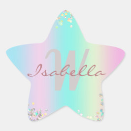 Adesivo Estrela Glitter Holográfico Unicorn