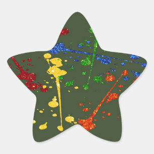 Adesivo Estrela Glitter Paintball Party Paint Splatter