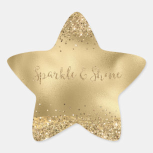Adesivo Estrela Glitter Sparkle Dourado     