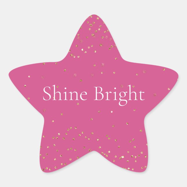 Adesivo Estrela Glitzy Dourada, Rosa, Confetti Sparkle (Frente)